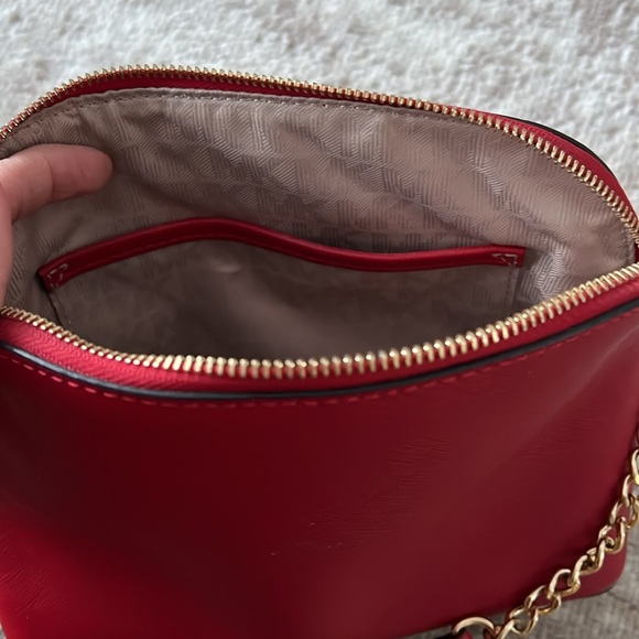 Red Michael Kors Crossbody Purse with gold studs - Picture 3 of 6